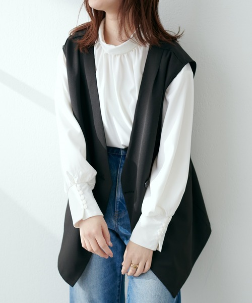 natural couture(ナチュラルクチュール)の「2022AW/ノーカラーベスト(ベスト・レディース・ベージュ/ライトベージュ/ブラック・FREE)」の20枚目の写真