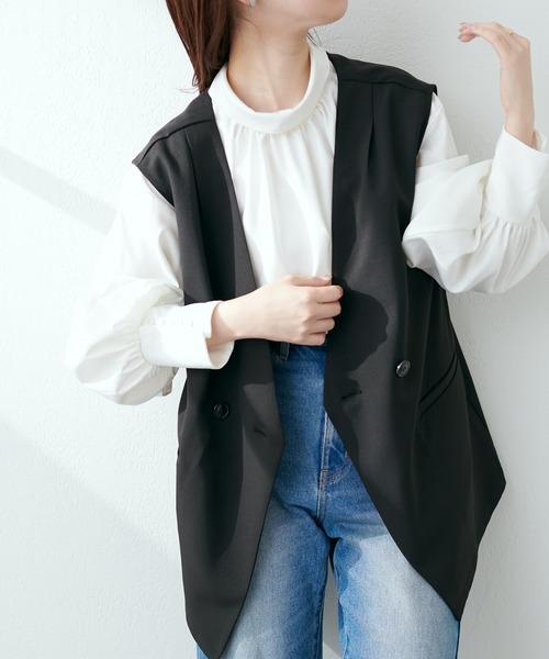 natural couture(ナチュラルクチュール)の「2022AW/ノーカラーベスト(ベスト・レディース・ベージュ/ライトベージュ/ブラック・FREE)」の21枚目の写真