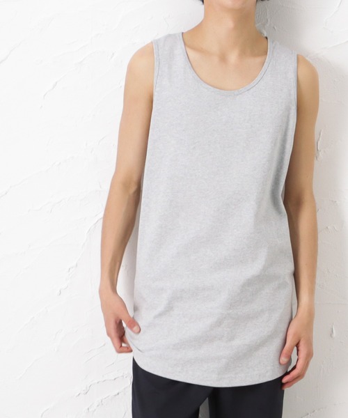 Goodwear（グッドウェア）の「ロング丈タンクトップ（タンクトップ・メンズ・ベージュ/チャコール/ネイビー/カーキ/ブラック/ブラウン/グレー/ホワイト・M/S/XL/L）」の3枚目の写真