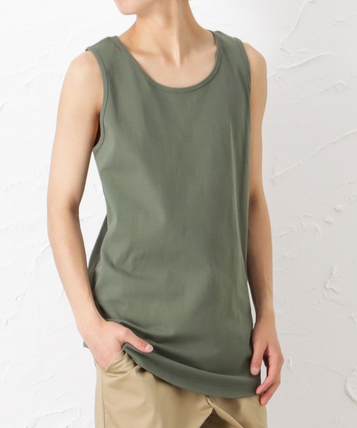 Goodwear（グッドウェア）の「ロング丈タンクトップ（タンクトップ・メンズ・ベージュ/チャコール/ネイビー/カーキ/ブラック/ブラウン/グレー/ホワイト・M/S/XL/L）」の7枚目の写真
