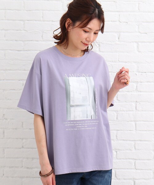 SHOO・LA・RUE（シューラルー）の「◆【S-L】フォトプリントTシャツ（Tシャツ/カットソー・レディース・ライトパープル/ホワイト系・01/03/02）」の3枚目の写真