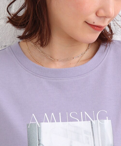 SHOO・LA・RUE（シューラルー）の「◆【S-L】フォトプリントTシャツ（Tシャツ/カットソー・レディース・ライトパープル/ホワイト系・01/03/02）」の6枚目の写真
