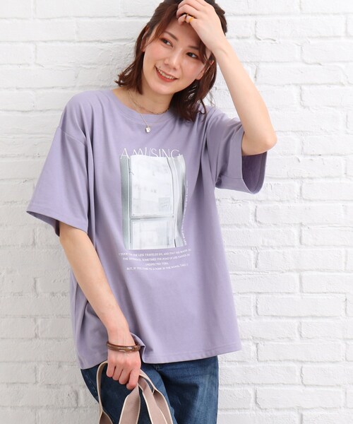 SHOO・LA・RUE（シューラルー）の「◆【S-L】フォトプリントTシャツ（Tシャツ/カットソー・レディース・ライトパープル/ホワイト系・01/03/02）」の18枚目の写真