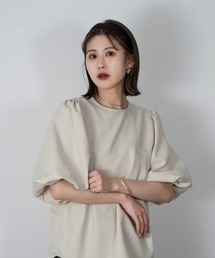 Amiur | tuck design puff sleeve cut(Tシャツ/カットソー)