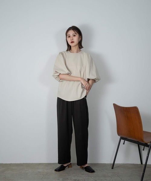 Amiur(エミレ)の「tuck design puff sleeve cut(Tシャツ/カットソー・レディース・アイボリー/ブラック/ブラウン・FREE)」の15枚目の写真