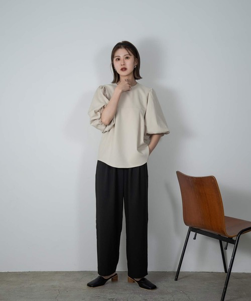 Amiur(エミレ)の「tuck design puff sleeve cut(Tシャツ/カットソー・レディース・アイボリー/ブラック/ブラウン・FREE)」の17枚目の写真