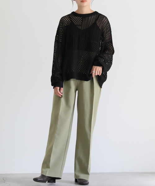 select MOCA(セレクトモカ)の「メッシュ切替オーバーニット(ニット/セーター・レディース・ブラック/ブラウン/ピンク/オレンジ/アイボリー・FREE)」の18枚目の写真