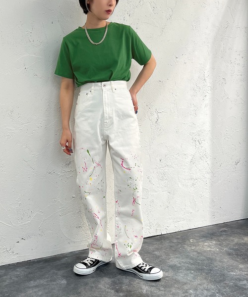 apres jour mignon（アプレジュールミニョン）の「ペイントハイウエストデニム【ZOZOTOWN限定アイテム】（デニムパンツ・レディース・オフホワイト/ダークブルー・X-LARGE/LARGE/MEDIUM/SMALL）」の13枚目の写真