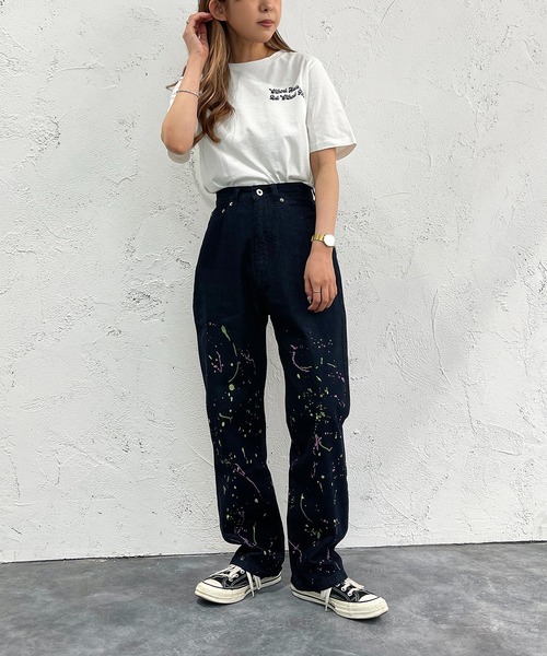 apres jour mignon（アプレジュールミニョン）の「ペイントハイウエストデニム【ZOZOTOWN限定アイテム】（デニムパンツ・レディース・オフホワイト/ダークブルー・X-LARGE/LARGE/MEDIUM/SMALL）」の6枚目の写真