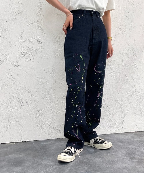 apres jour mignon（アプレジュールミニョン）の「ペイントハイウエストデニム【ZOZOTOWN限定アイテム】（デニムパンツ・レディース・オフホワイト/ダークブルー・X-LARGE/LARGE/MEDIUM/SMALL）」の3枚目の写真
