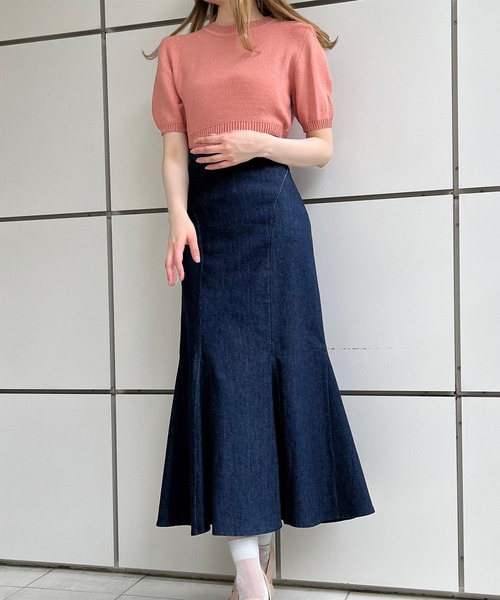 Voyage titty&Co.PETIT（ボヤージュティティアンドコープチ）の「【Voyage titty&Co. PETIT】半袖カラーニットプルオーバー（ニット/セーター・レディース・ピンク/グリーン/ブルー・FREE）」の7枚目の写真