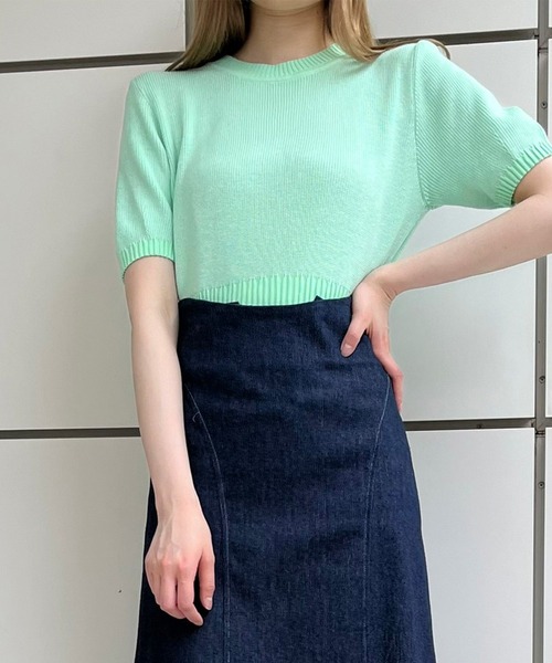 Voyage titty&Co.PETIT（ボヤージュティティアンドコープチ）の「【Voyage titty&Co. PETIT】半袖カラーニットプルオーバー（ニット/セーター・レディース・ピンク/グリーン/ブルー・FREE）」の10枚目の写真