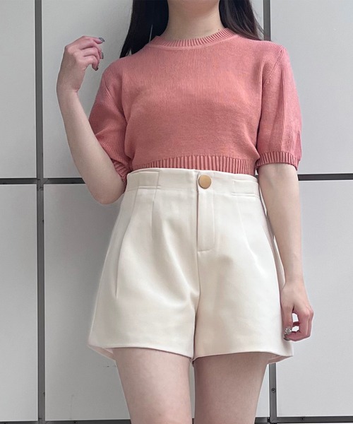 Voyage titty&Co.PETIT（ボヤージュティティアンドコープチ）の「【Voyage titty&Co. PETIT】半袖カラーニットプルオーバー（ニット/セーター・レディース・ピンク/グリーン/ブルー・FREE）」の9枚目の写真