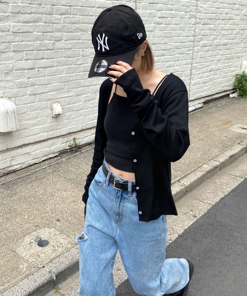 WHO'S WHO gallery(フーズフーギャラリー)の「Vネックリブカーデ(カーディガン/ボレロ・レディース・ライトグレー/ブラック/エメラルド・FREE)」の8枚目の写真