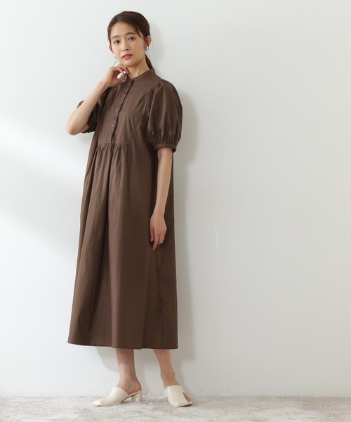 N.（N. Natural Beauty Basic）（エヌエヌナチュラルビューティーベーシック）の「◆配色ボタンボリュームスリーブコットンワンピース（ワンピース・レディース・ブラック/ブラウン/レッド・MEDIUM）」の15枚目の写真