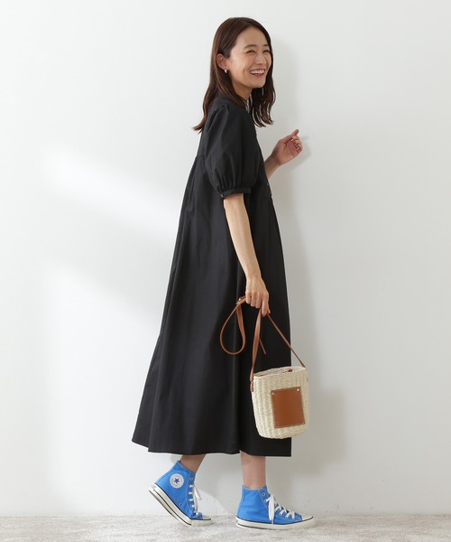 N.（N. Natural Beauty Basic）（エヌエヌナチュラルビューティーベーシック）の「◆配色ボタンボリュームスリーブコットンワンピース（ワンピース・レディース・ブラック/ブラウン/レッド・MEDIUM）」の10枚目の写真