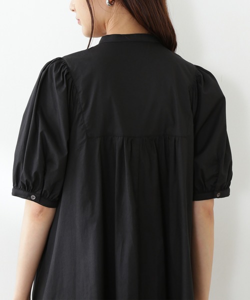 N.（N. Natural Beauty Basic）（エヌエヌナチュラルビューティーベーシック）の「◆配色ボタンボリュームスリーブコットンワンピース（ワンピース・レディース・ブラック/ブラウン/レッド・MEDIUM）」の6枚目の写真