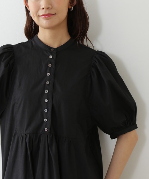 N.（N. Natural Beauty Basic）（エヌエヌナチュラルビューティーベーシック）の「◆配色ボタンボリュームスリーブコットンワンピース（ワンピース・レディース・ブラック/ブラウン/レッド・MEDIUM）」の11枚目の写真