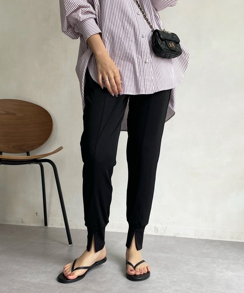 DouDou（ドゥドゥ）の「エステルフライスジョガーパンツ（その他パンツ・レディース・ブラック/カーキ・FREE）」の2枚目の写真