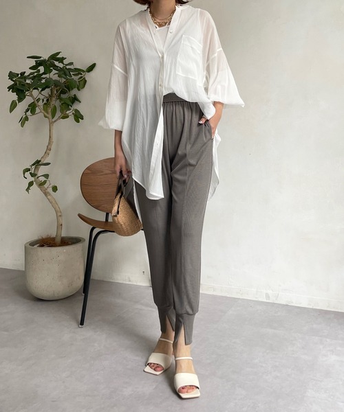 DouDou（ドゥドゥ）の「エステルフライスジョガーパンツ（その他パンツ・レディース・ブラック/カーキ・FREE）」の4枚目の写真