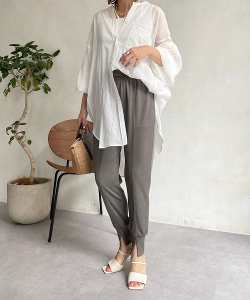 DouDou（ドゥドゥ）の「エステルフライスジョガーパンツ（その他パンツ・レディース・ブラック/カーキ・FREE）」の7枚目の写真