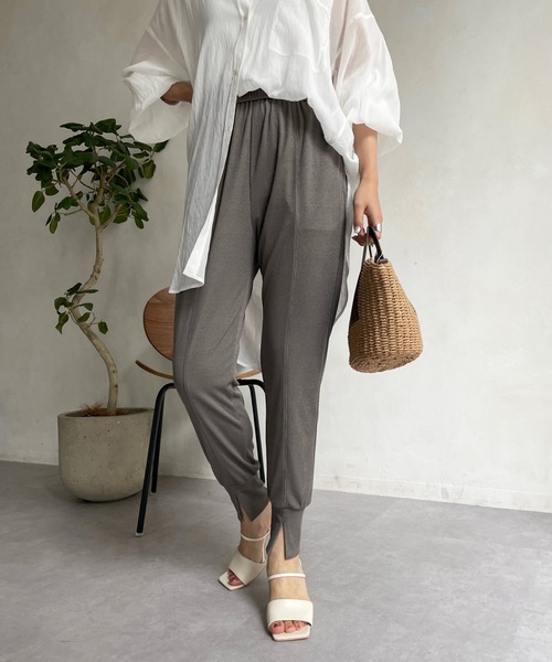 DouDou（ドゥドゥ）の「エステルフライスジョガーパンツ（その他パンツ・レディース・ブラック/カーキ・FREE）」の10枚目の写真