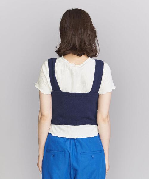 BEAUTY&YOUTH UNITED ARROWS（ビューティーアンドユースユナイテッドアローズ）の「コットンブレンド コンパクト ニット タンクトップ -ウォッシャブル-（ニット/セーター・レディース・ベージュ/ネイビー/オフホワイト・FREE）」の5枚目の写真