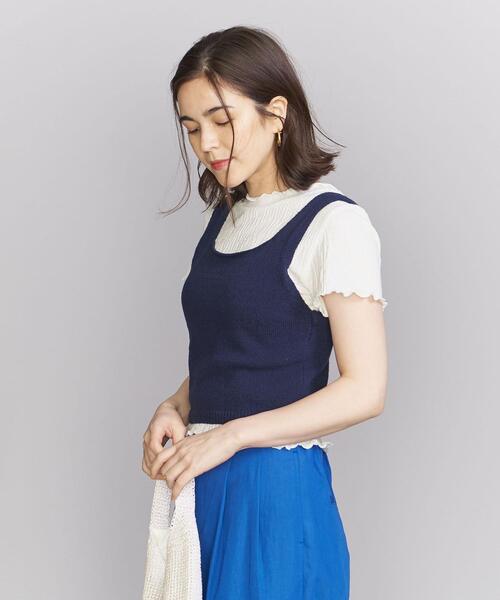 BEAUTY&YOUTH UNITED ARROWS（ビューティーアンドユースユナイテッドアローズ）の「コットンブレンド コンパクト ニット タンクトップ -ウォッシャブル-（ニット/セーター・レディース・ベージュ/ネイビー/オフホワイト・FREE）」の8枚目の写真