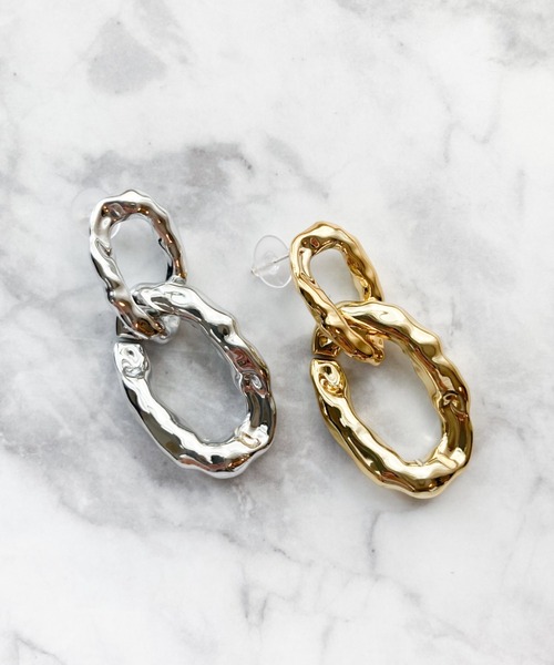 yu-ka(ユーカ)の「YU-KA : ダブル凸凹リングピアス / DOUBLE UNEVENNESS RING PIERCE(ピアス(両耳用)・レディース・シルバー/ゴールド・FREE)」の6枚目の写真