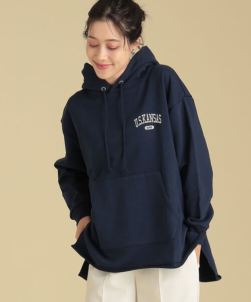 Ray BEAMS（レイビームス）の「【WEB限定】Lee / ルーズ フィット フーディー（スウェット・レディース・ネイビー/杢グレー・MEDIUM）」の10枚目の写真