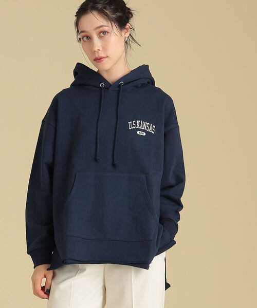 Ray BEAMS（レイビームス）の「【WEB限定】Lee / ルーズ フィット フーディー（スウェット・レディース・ネイビー/杢グレー・MEDIUM）」の12枚目の写真