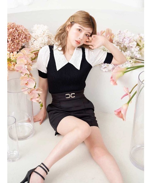 Darich(ダーリッチ)の「ハイウエストタックショートパンツ(その他パンツ・レディース・ブラック/アイボリー・S/M)」の15枚目の写真