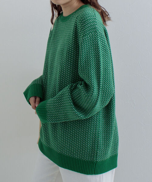 GLOSTER(グロスター)の「【GLOSTER/グロスター】バーズアイプルオーバーニット(ニット/セーター・メンズ・ベージュ/グリーン/ネイビー・M/L)」の4枚目の写真