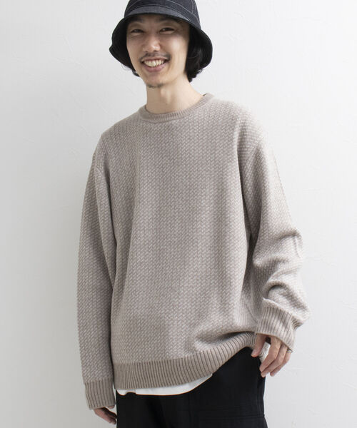 GLOSTER(グロスター)の「【GLOSTER/グロスター】バーズアイプルオーバーニット(ニット/セーター・メンズ・ベージュ/グリーン/ネイビー・M/L)」の9枚目の写真