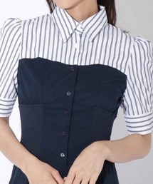 AND COUTURE ウエストリブアシメプリーツシャツワンピース AND COUTURE（アンドクチュール）の「ウエストリブアシメ