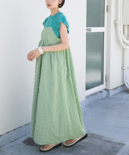 KBF（ケイビーエフ）の「スパゲッティストラップキャミワンピース（ワンピース・レディース・ブラック/ベージュ系その他/グリーン系その他・ONE）」の5枚目の写真