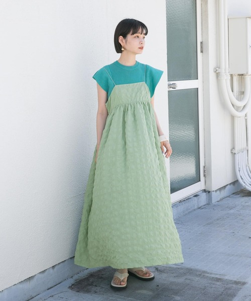 KBF（ケイビーエフ）の「スパゲッティストラップキャミワンピース（ワンピース・レディース・ブラック/ベージュ系その他/グリーン系その他・ONE）」の7枚目の写真