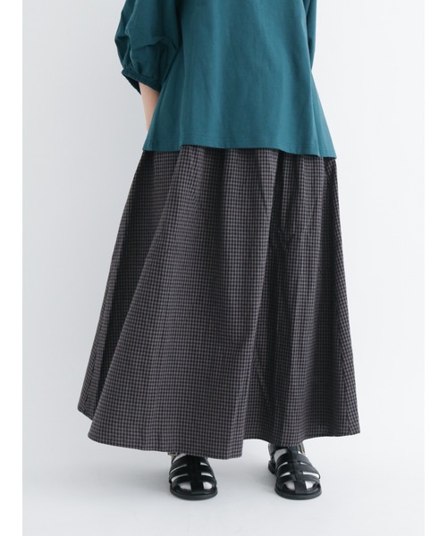 Samansa Mos2(サマンサ モスモス)の「◎ギンガムチェックスカート(スカート・レディース・チャコール/ベージュ/ブラック・フリ-)」の2枚目の写真