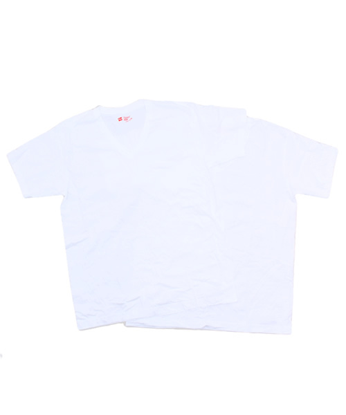 HANES（ヘインズ）の「WEGO/Hanes 2packV－T（S）（Tシャツ/カットソー・メンズ・ホワイト/ブラック・MEDIUM/LARGE）」の2枚目の写真