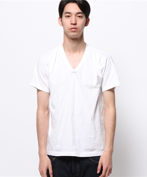 HANES（ヘインズ）の「WEGO/Hanes 2packV－T（S）（Tシャツ/カットソー・メンズ・ホワイト/ブラック・MEDIUM/LARGE）」の3枚目の写真