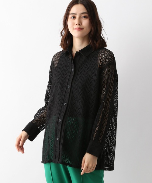 LEPSIM（レプシィム）の「マタニティ／レースシャツ長袖　298684（マタニティウェア/グッズ・レディース・オフホワイト/ブラック・FREE）」の2枚目の写真