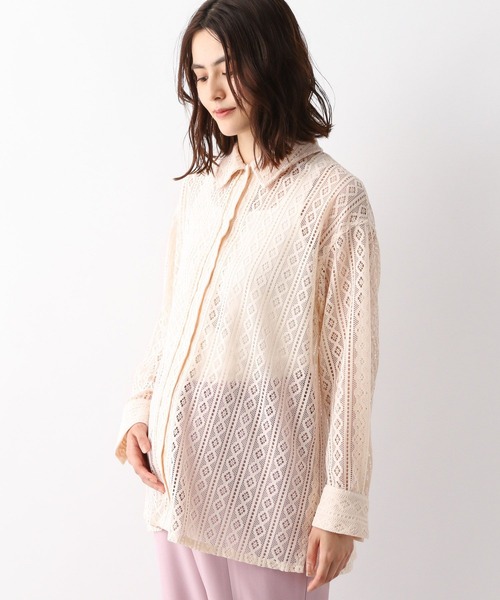 LEPSIM（レプシィム）の「マタニティ／レースシャツ長袖　298684（マタニティウェア/グッズ・レディース・オフホワイト/ブラック・FREE）」の5枚目の写真