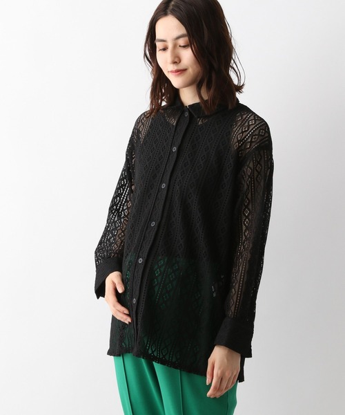 LEPSIM（レプシィム）の「マタニティ／レースシャツ長袖　298684（マタニティウェア/グッズ・レディース・オフホワイト/ブラック・FREE）」の9枚目の写真