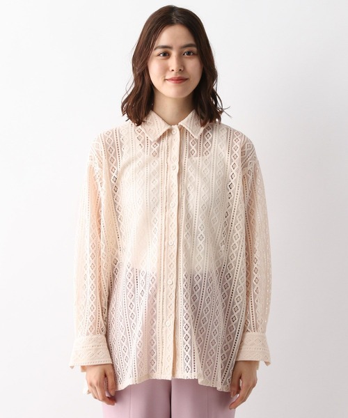 LEPSIM（レプシィム）の「マタニティ／レースシャツ長袖　298684（マタニティウェア/グッズ・レディース・オフホワイト/ブラック・FREE）」の3枚目の写真