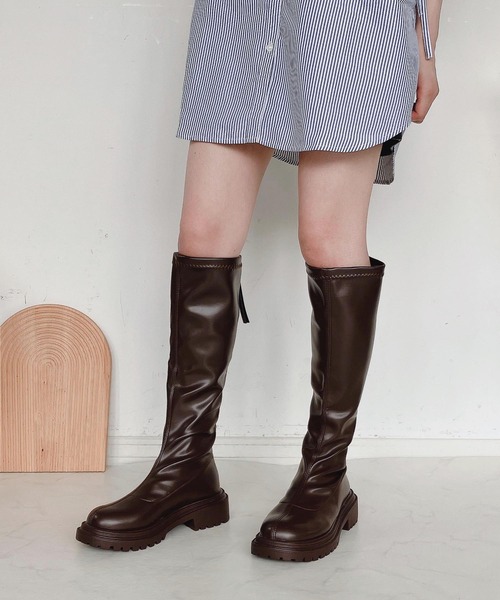 AS KNOW AS plus（アズノゥアズプラス）の「♪ストレッチロングブーツ　【2022AWアイテム】（ブーツ・レディース・ブラック/ブラウン/アイボリー・M/L）」の4枚目の写真