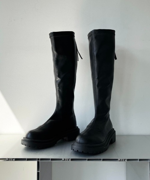 AS KNOW AS plus（アズノゥアズプラス）の「♪ストレッチロングブーツ　【2022AWアイテム】（ブーツ・レディース・ブラック/ブラウン/アイボリー・M/L）」の6枚目の写真
