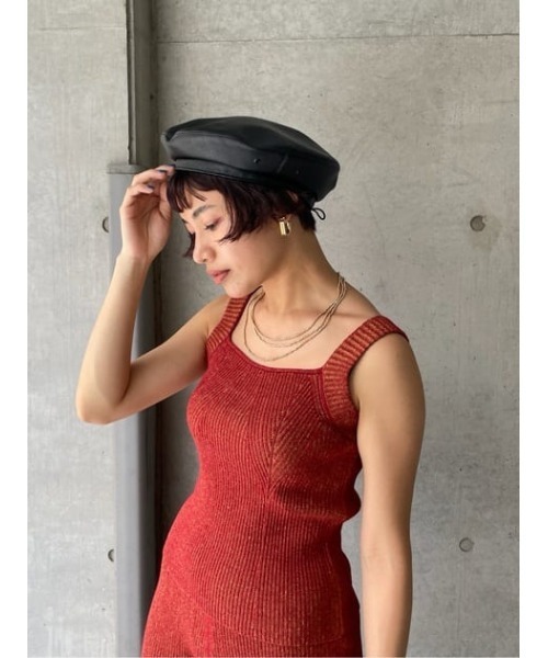 SLY(スライ)の「FAUX LEATHER BERET フォレザー ベレー(ハンチング/ベレー帽・レディース・バーガンディー/ブラック・FREE)」の20枚目の写真