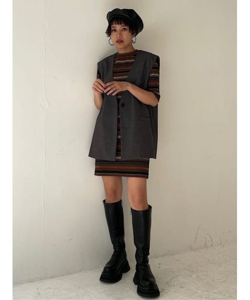 SLY(スライ)の「FAUX LEATHER BERET フォレザー ベレー(ハンチング/ベレー帽・レディース・バーガンディー/ブラック・FREE)」の18枚目の写真