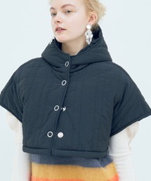 Solace | ストライプショートフードベスト(その他アウター)