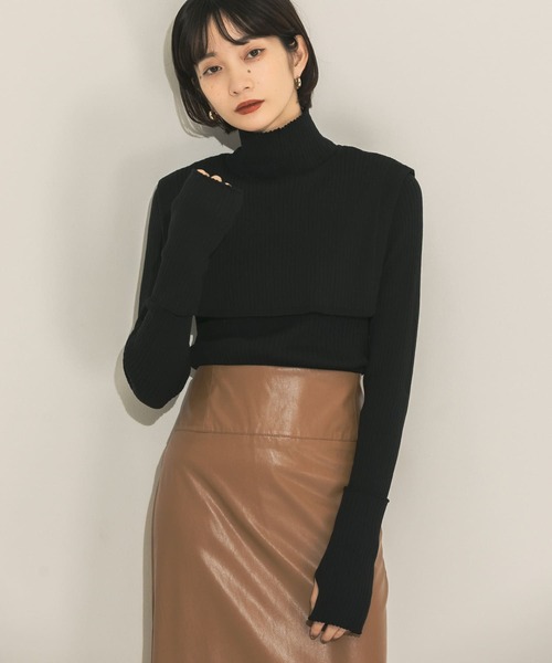 KBF（ケイビーエフ）の「『のんさん着用』オーバーショールハイネックニット（ニット/セーター・レディース・ブラック/アイボリー/モカ・ONE）」の3枚目の写真